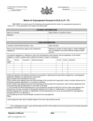 Document preview: Motion for Expungement Pursuant to Pa.r.j.c.p. 170 - Pennsylvania