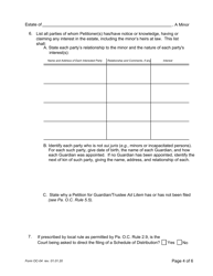 Form OC-04 Guardianship of Minor: Petition for Adjudication/Statement of Proposed Distribution Pursuant to Pa. O.c. Rule 2.4 - Pennsylvania, Page 4
