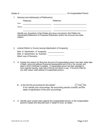 Form OC-03 Guardianship of Incapacitated Person: Petition for Adjudication/Statement of Proposed Distribution Pursuant to Pa. O.c. Rule 2.4 - Pennsylvania, Page 2