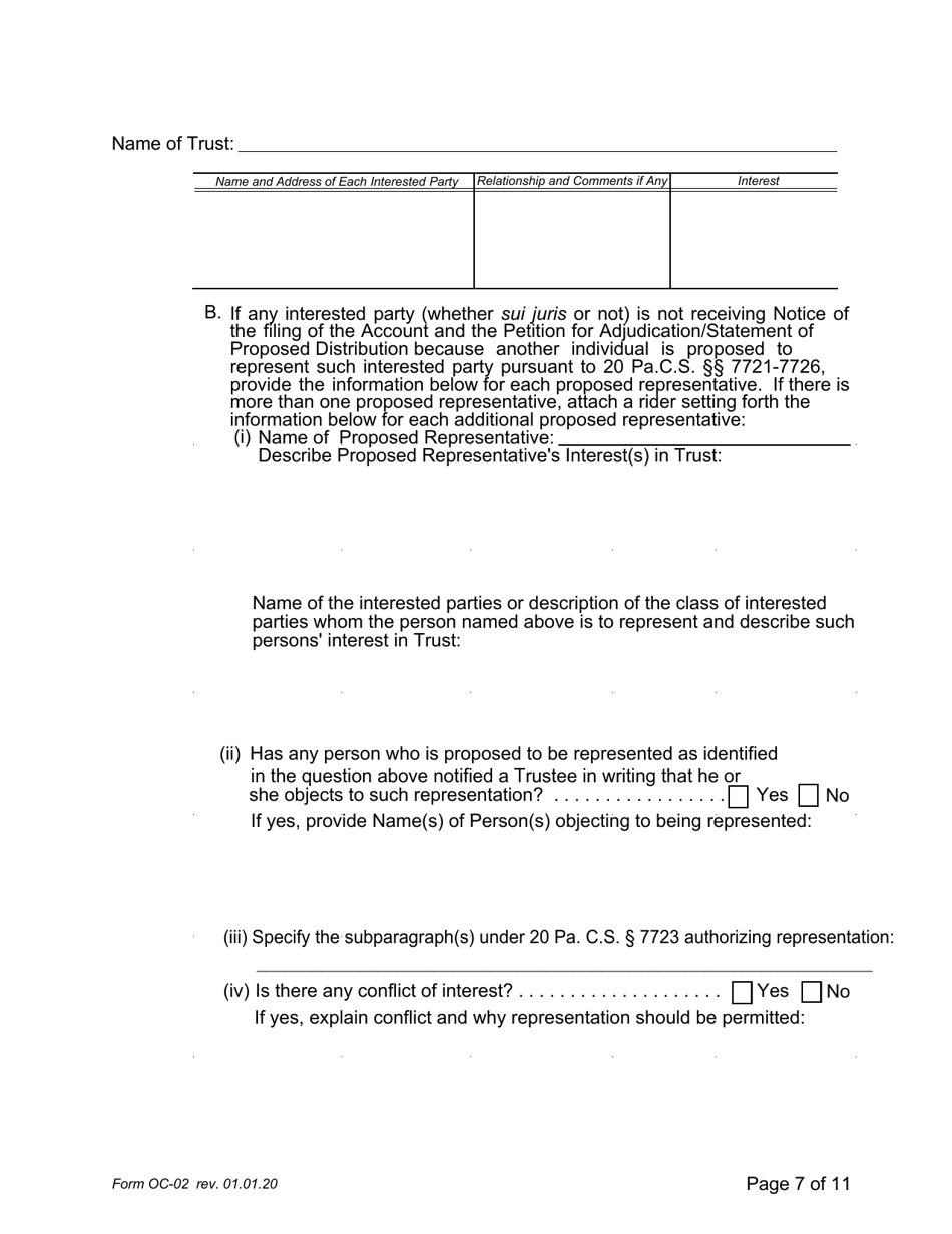 Form OC-02 Petition for Adjudication / Statement of Proposed Distribution Pursuant to Pa. O.c. Rule 2.4 - Pennsylvania, Page 7