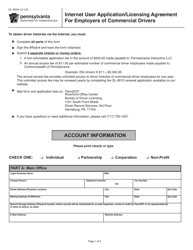 Form DL-9004 Internet User Application/Licensing Agreement for Employers of Commercial Drivers - Pennsylvania