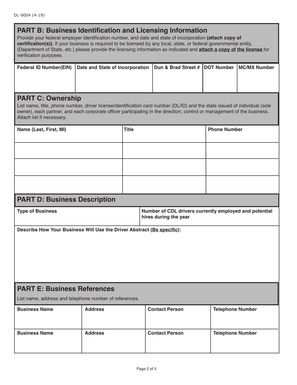Form DL-9004 Internet User Application / Licensing Agreement for Employers of Commercial Drivers - Pennsylvania, Page 2