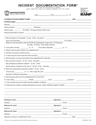 Form PLCB-2027 Incident Documentation Form - Pennsylvania
