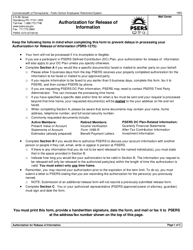 Form PSRS-1273 Authorization for Release of Information - Pennsylvania