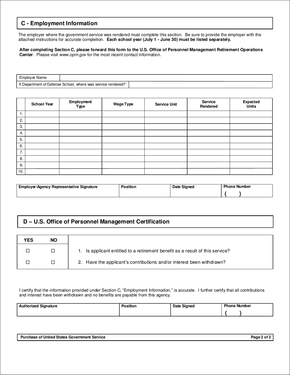 Form PSRS-600 Purchase of United States Government Service - Pennsylvania, Page 4