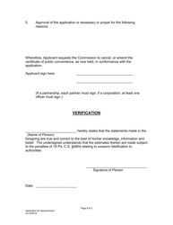 Application for Approval of Abandonment or Discontinuance of Service, in Whole or in Part - Pennsylvania, Page 3