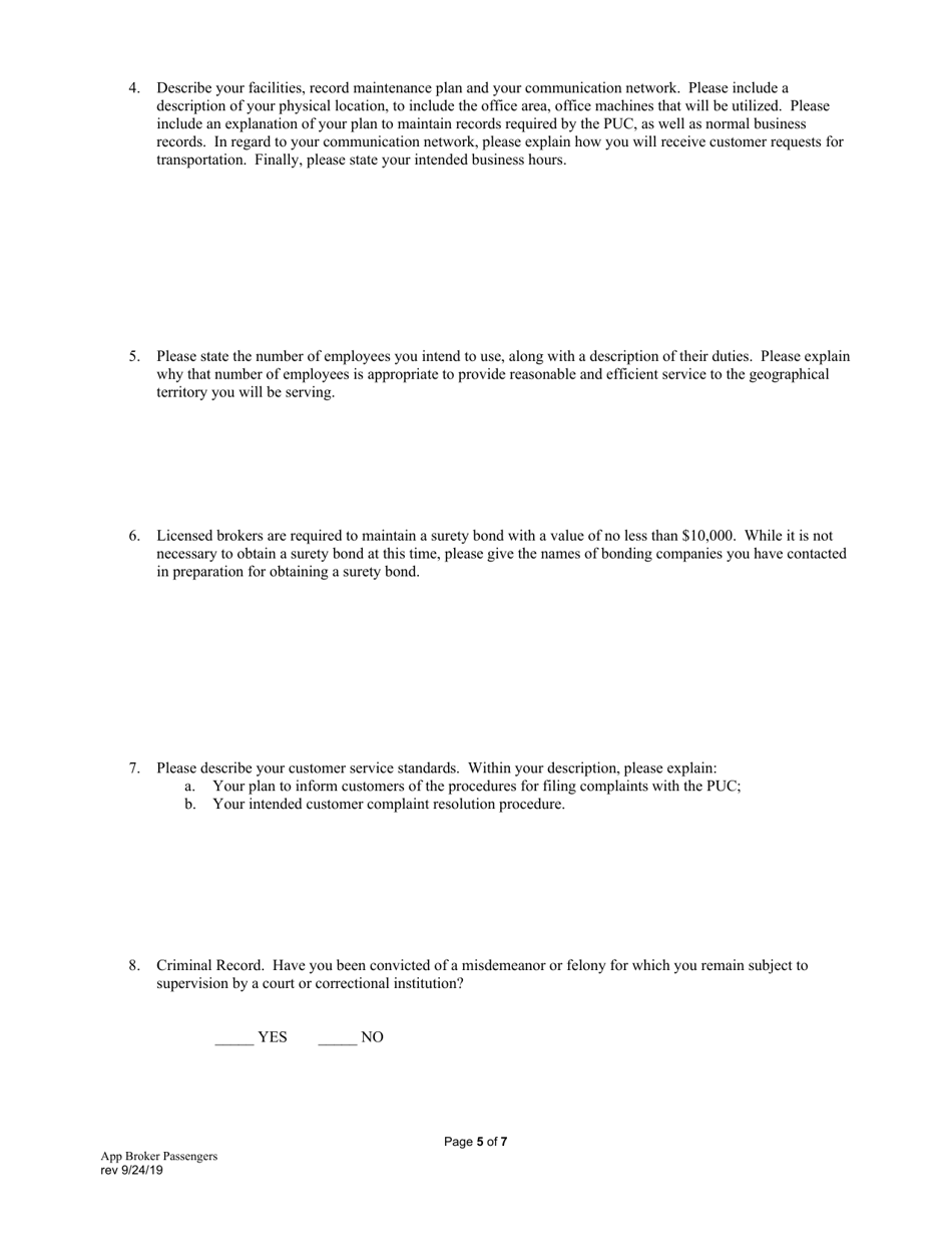 Application for Broker of Persons - Pennsylvania, Page 6