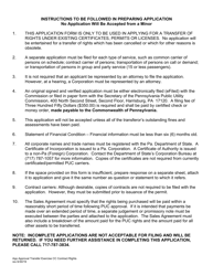 Document preview: Application for Approval of Transfer and Exercise of Common Carrier or Contract Rights - Pennsylvania