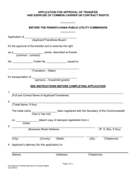 Application for Approval of Transfer and Exercise of Common Carrier or Contract Rights - Pennsylvania, Page 2