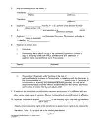 Application for Approval of Transfer and Exercise of Common Carrier or Contract Rights - Pennsylvania, Page 3