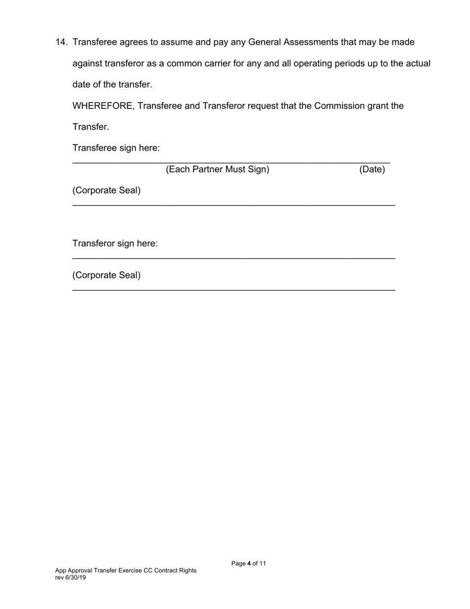 Application for Approval of Transfer and Exercise of Common Carrier or Contract Rights - Pennsylvania, Page 5