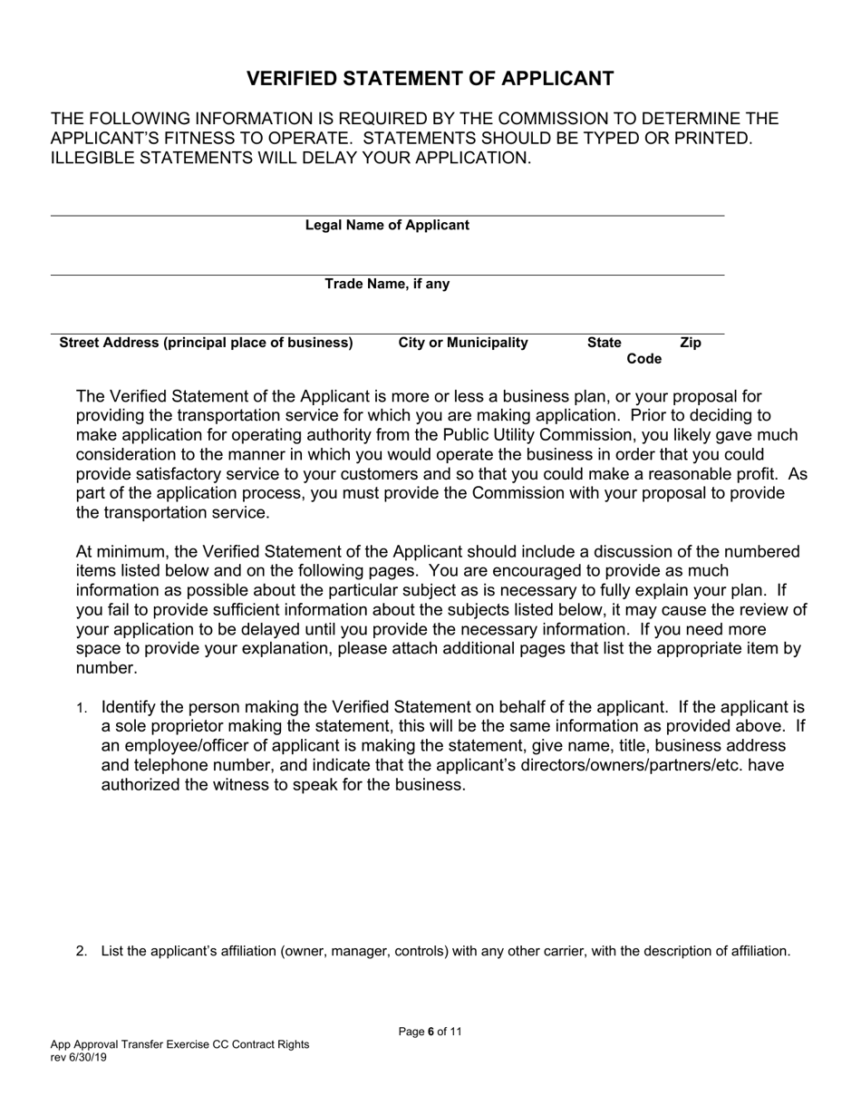 Application for Approval of Transfer and Exercise of Common Carrier or Contract Rights - Pennsylvania, Page 7