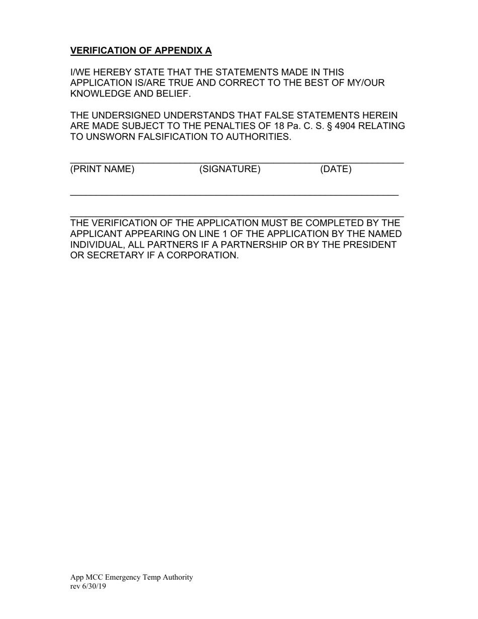 Application - Emergency Temporary Authority - Pennsylvania, Page 10