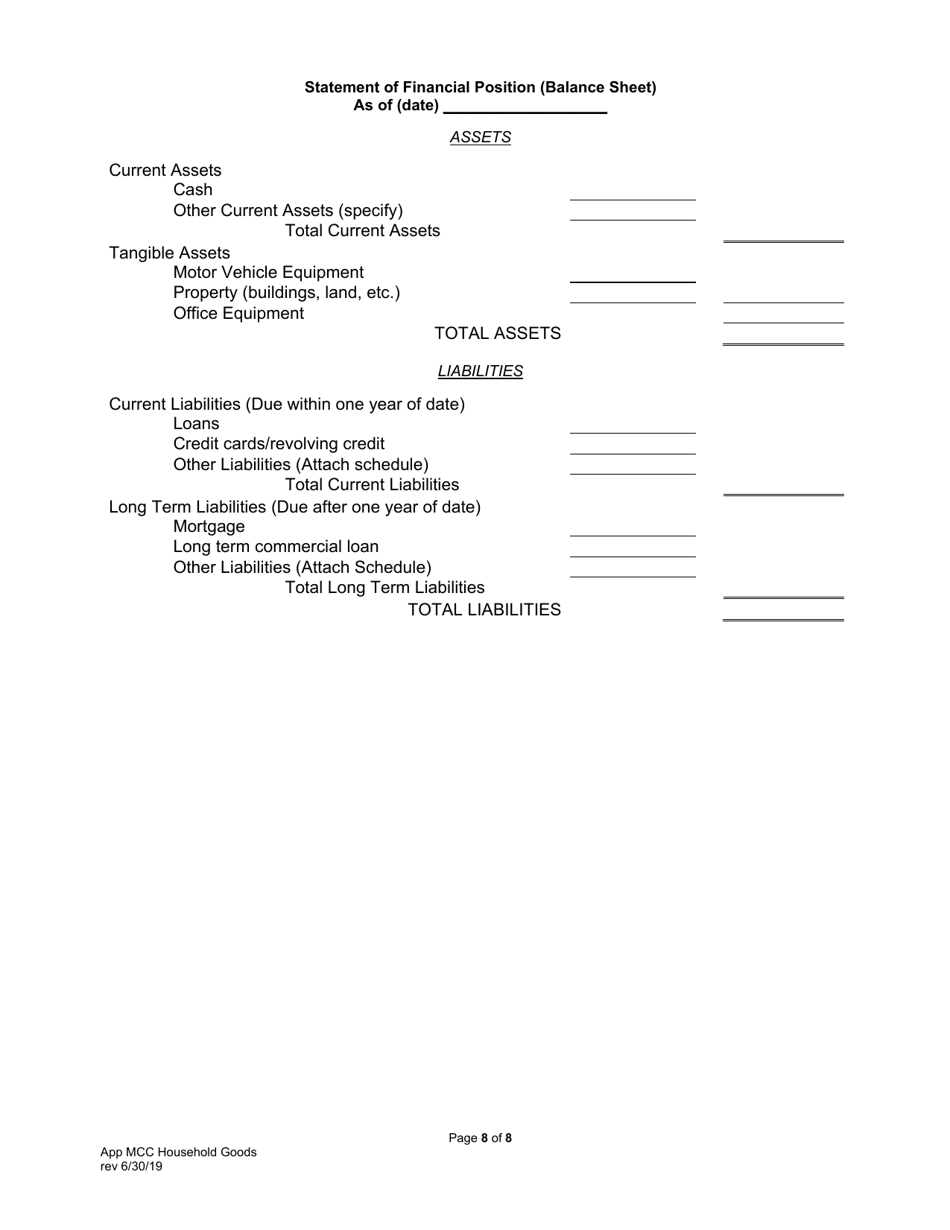 Application for Motor Common Carrier or Motor Contract Carrier of Household Goods in Use - Pennsylvania, Page 10