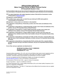 Application for Motor Common Carrier or Motor Contract Carrier of Household Goods in Use - Pennsylvania