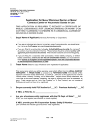 Application for Motor Common Carrier or Motor Contract Carrier of Household Goods in Use - Pennsylvania, Page 3