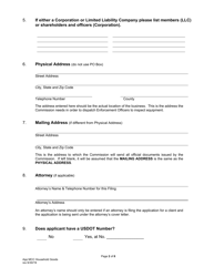Application for Motor Common Carrier or Motor Contract Carrier of Household Goods in Use - Pennsylvania, Page 4