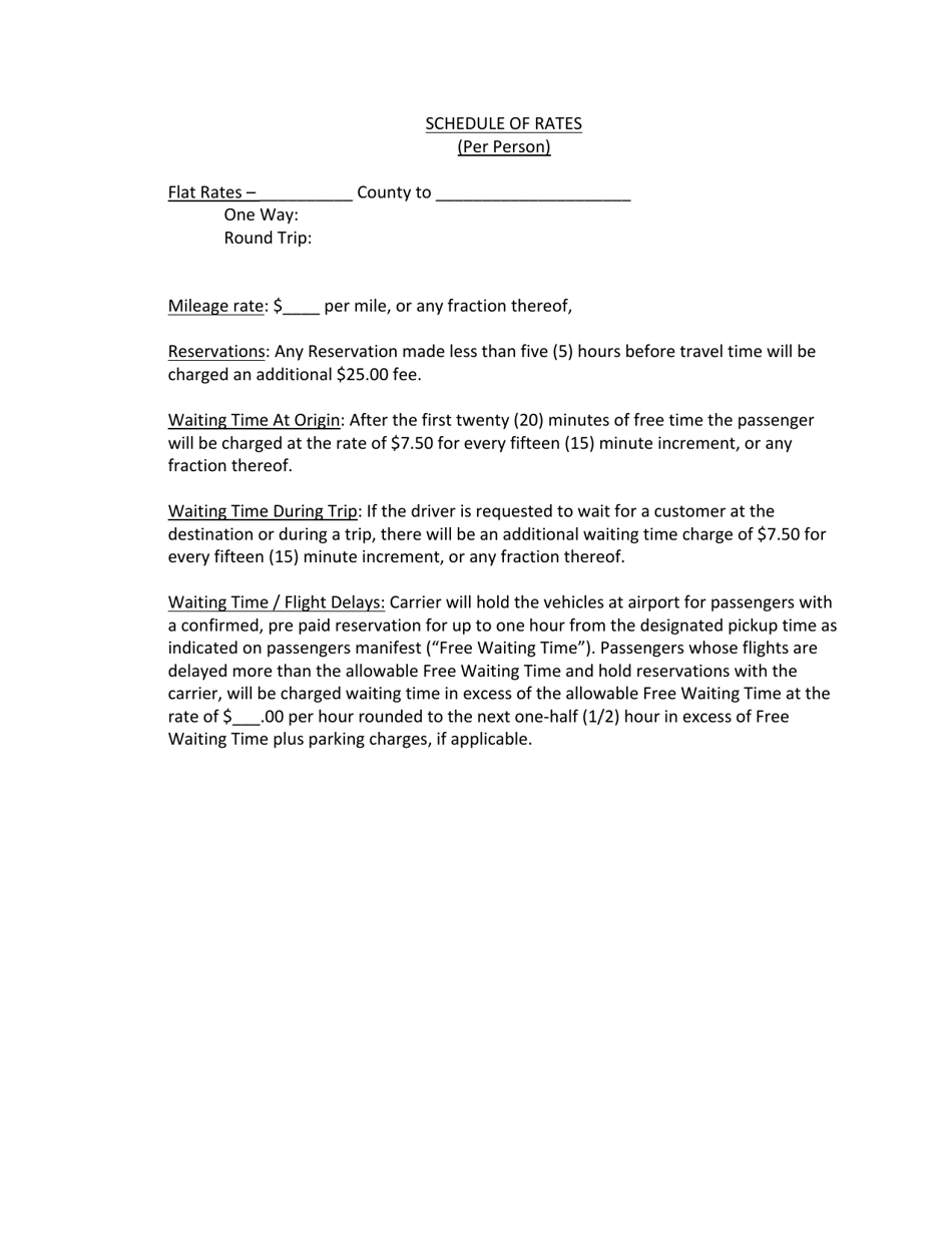 Tariff Template for Airport Transfer Service - Pennsylvania, Page 3
