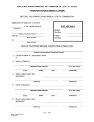 Form PUC317 Application for Approval of Transfer of Capital Stock - Pennsylvania, Page 2