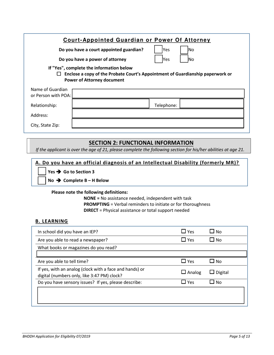 Application for Services - Rhode Island, Page 5