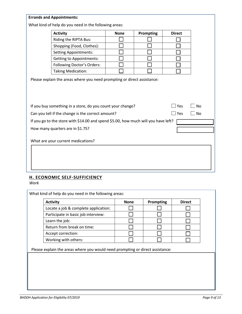 Application for Services - Rhode Island, Page 9