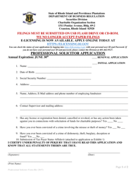 Document preview: Professional Solicitor Application - Rhode Island