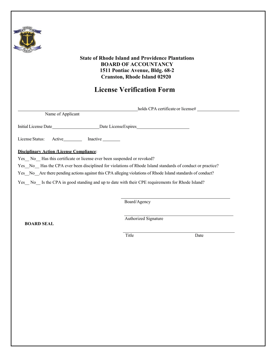 Rhode Island License Verification Form - Fill Out, Sign Online and ...