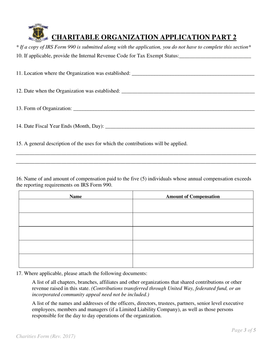 Charitable Organizations Application - Rhode Island, Page 3