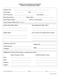 Document preview: Company Information Form - Rhode Island