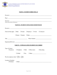 Workplace Violence Prevention Incident Report Form - Rhode Island, Page 2