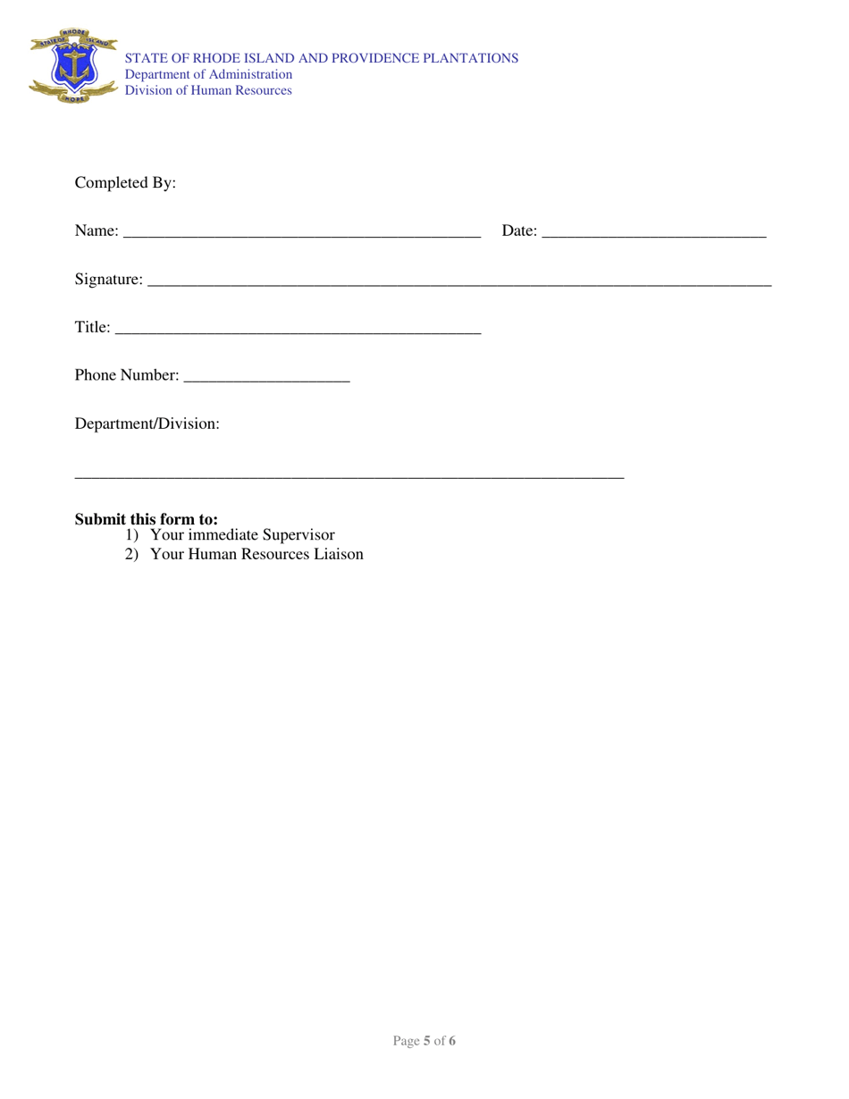 Workplace Violence Prevention Incident Report Form - Rhode Island, Page 5
