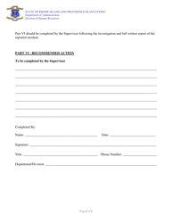 Workplace Violence Prevention Incident Report Form - Rhode Island, Page 6