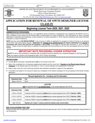 Application for Renewal of Owts Designer License - Class Iv - Rhode Island, Page 3