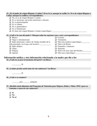 Formulario De Informacion De La Madre Para El Certificado De Nacimiento Del Nino(A) - Rhode Island (Spanish), Page 6