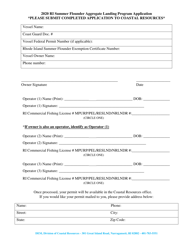 Summer Flounder Aggregate Landing Program Application - Rhode Island, Page 3