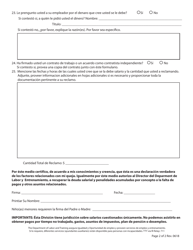 Formulario De Queja Por Incumplimiento De Pago Salarial - Rhode Island (Spanish), Page 2
