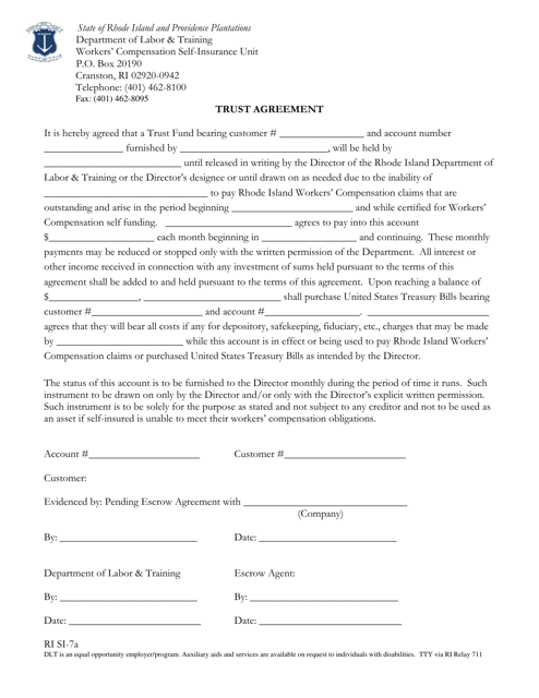Form RI SI-7A Trust Agreement - Rhode Island