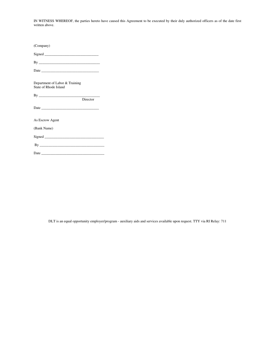 Form RI SI7 Escrow Agreement - Rhode Island, Page 3