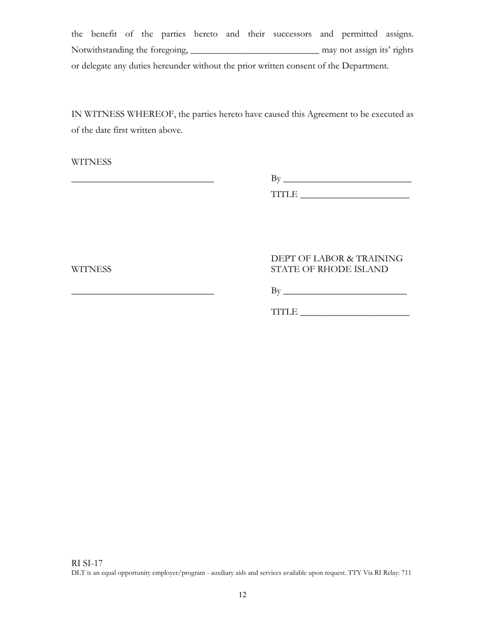 Form RI SI-17 Self-insurance Agreement - Rhode Island, Page 12