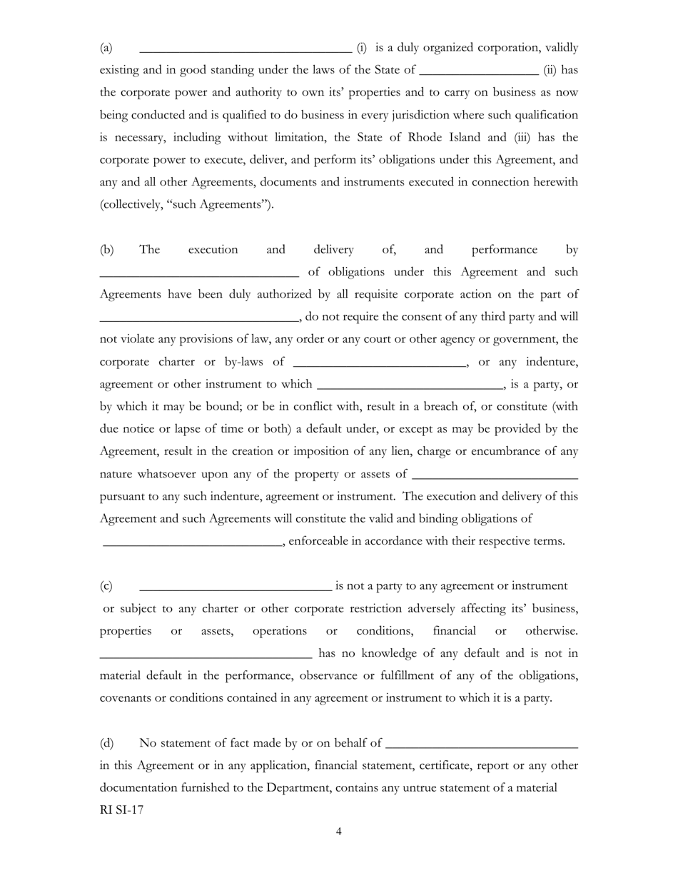 Form RI SI-17 Self-insurance Agreement - Rhode Island, Page 4