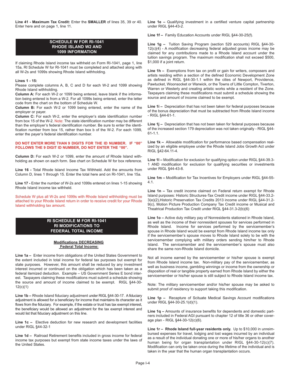 Instructions for Form RI-1041 Fiduciary Income Tax Return - Rhode Island, Page 4