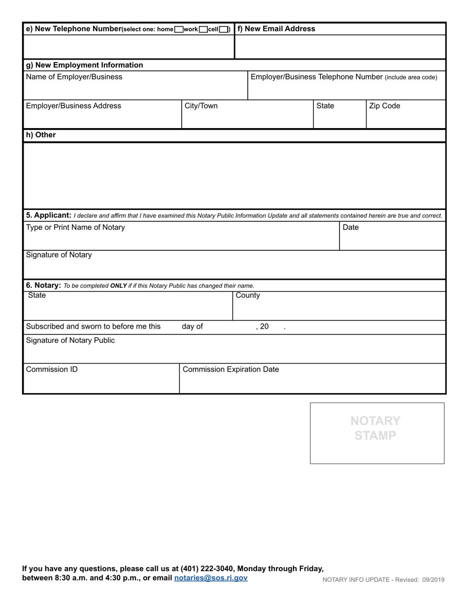 Notary Public Information Update - Rhode Island, Page 3