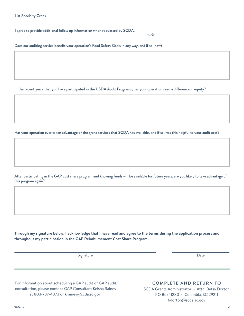 Gap Audit Reimbursement Cost Share Program - South Carolina, Page 2