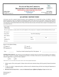 SCDCA Form PEO-13 Quarterly Report Form - South Carolina