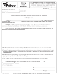 Document preview: Form MR-1000 (DHEC Form 3108) Assignment of Reclamation Bind - South Carolina