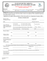 Document preview: Preneed Funeral Contract Provider Renewal Application - South Carolina