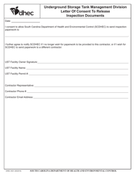 DHEC Form 4031 Letter of Consent to Release Inspection Documents - South Carolina