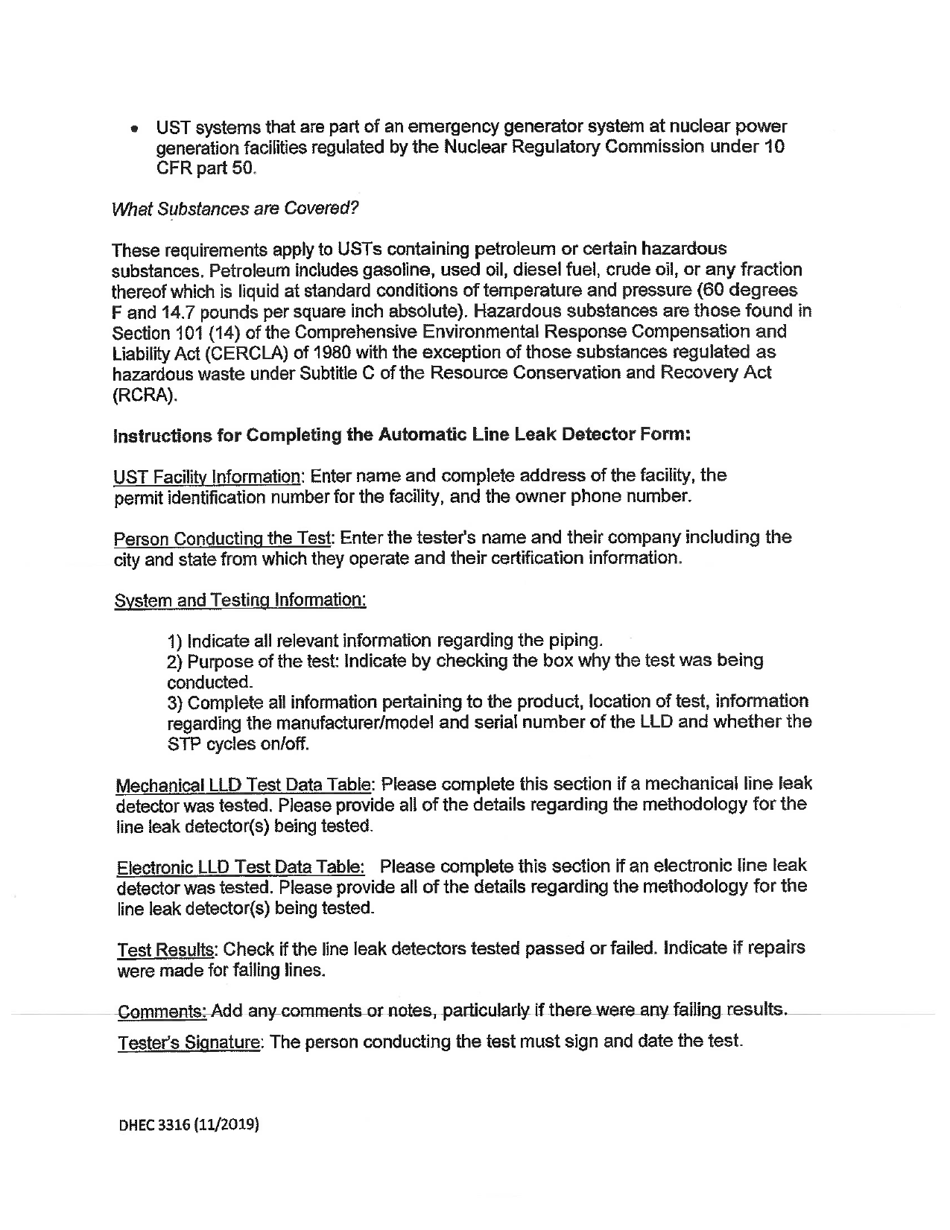 DHEC Form 3316 Automatic Line Leak Detector (Lld) Function Check - South Carolina, Page 3