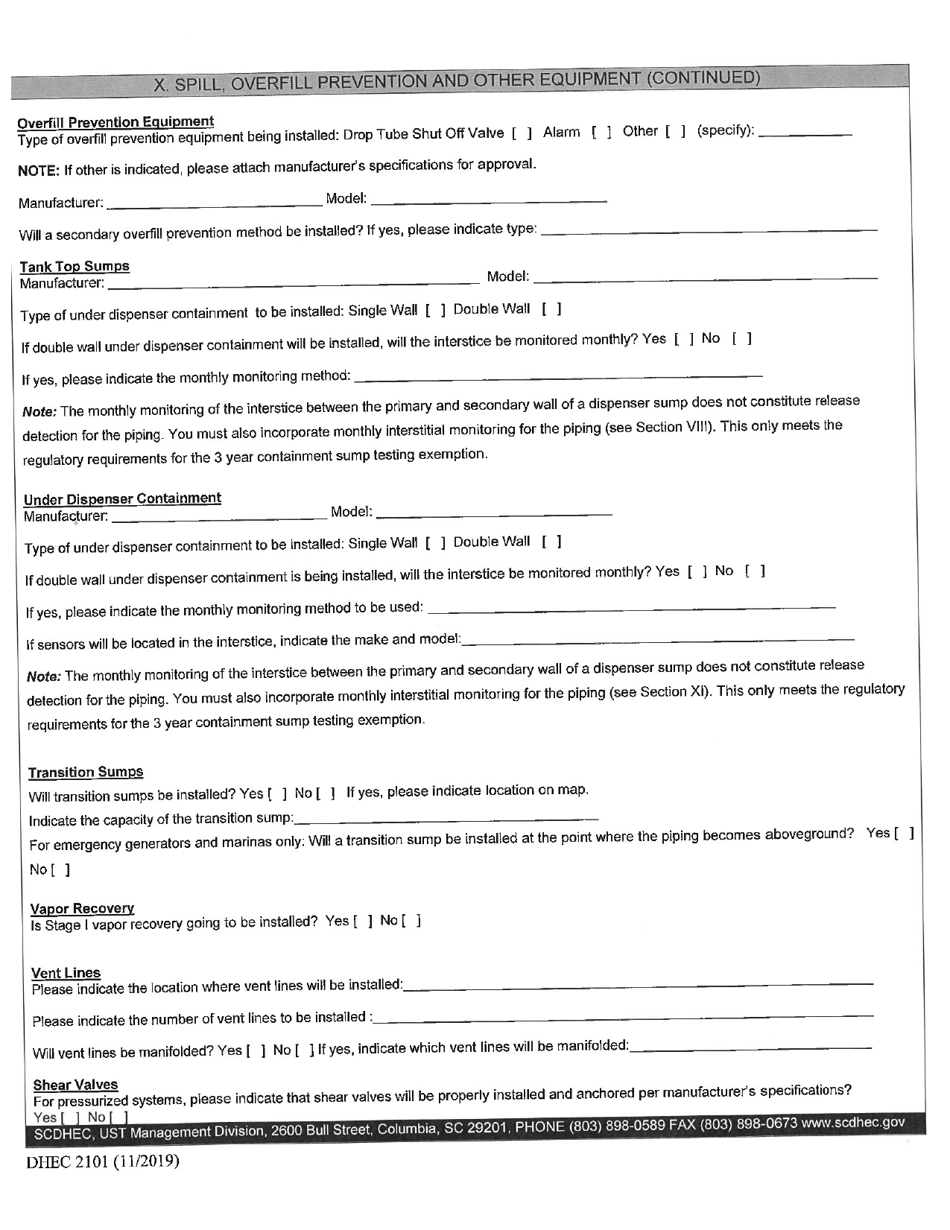 DHEC Form 2101 Application for Permit to Install - South Carolina, Page 4