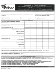 DHEC Form 1959 Application for Permit to Operate - South Carolina